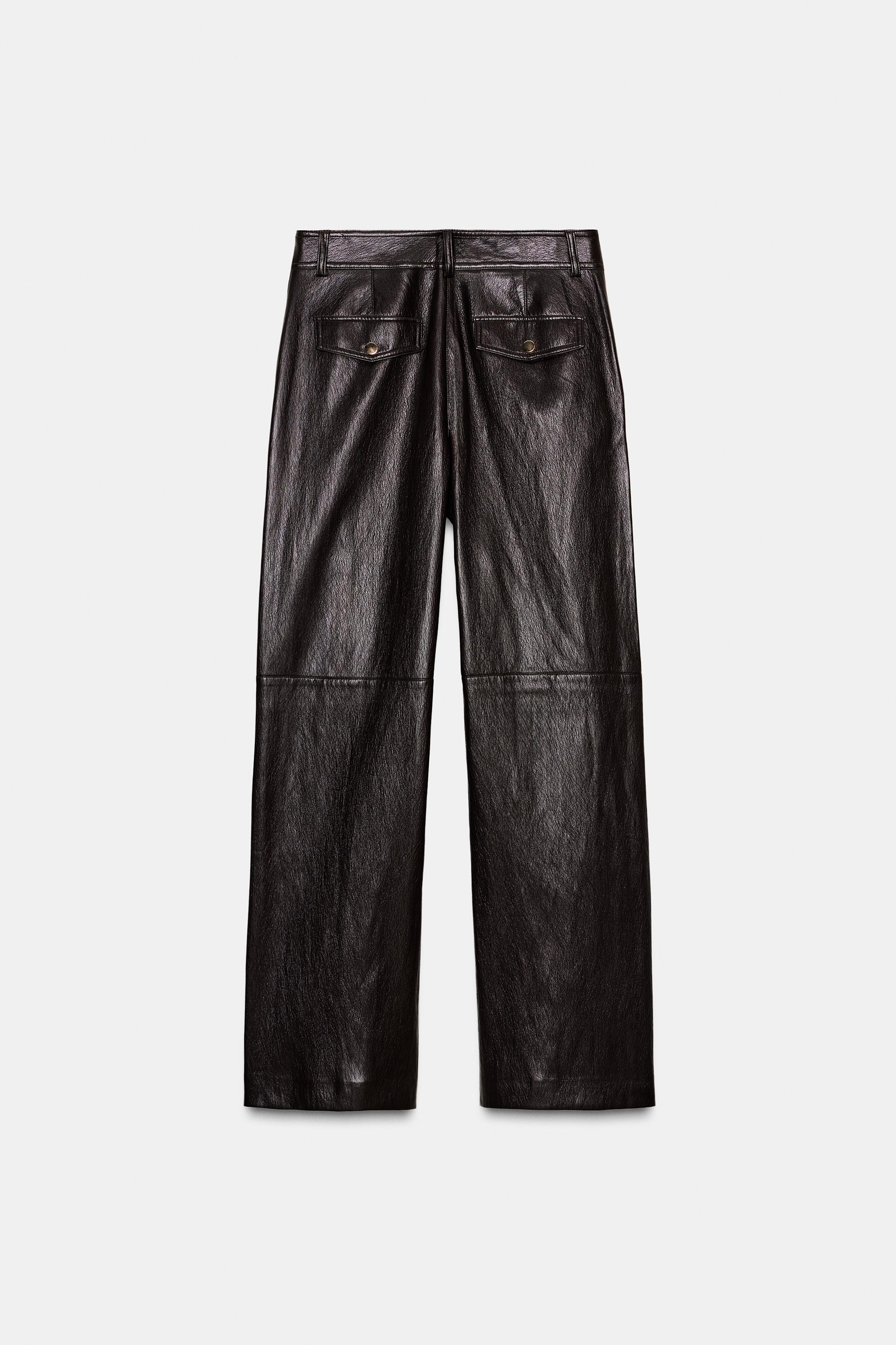 FAUX LEATHER STRAIGHT LEG PANTS